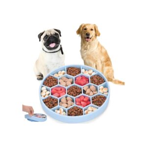 Dog Food Bowls with Hexagon Honeycomb Design for Slowing Down Eating Time in Big Dogs