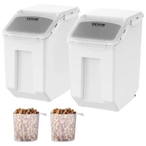 Dog Food Storage Container 15L Bin w/ Measuring Cups and Casters for Easy Mobility