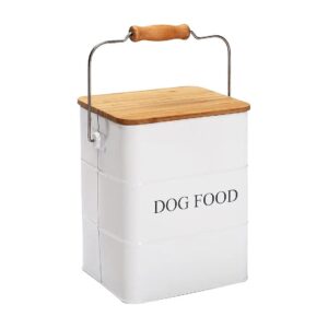 Dog Food Storage Container with Wooden Handle and Airtight Seal for Freshness and Quality