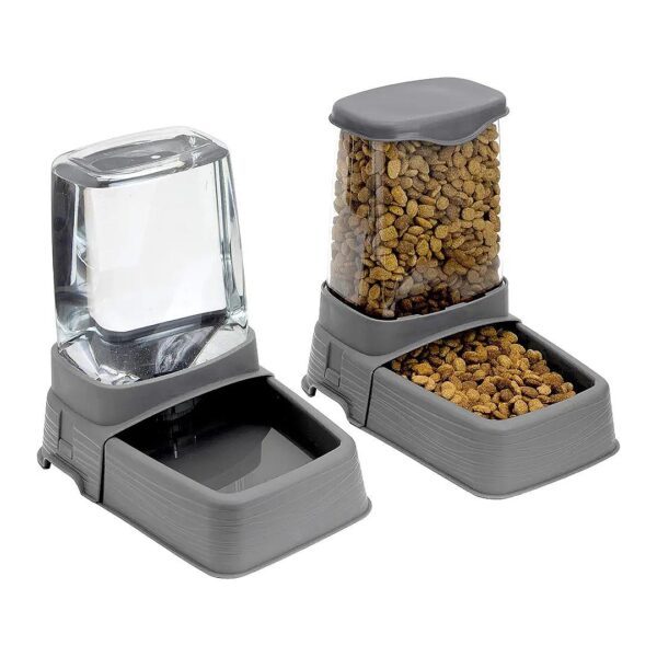 Dog Food and Water Gravity Feeder with Raised Stainless Steel Bowls for Busy Pet Owners