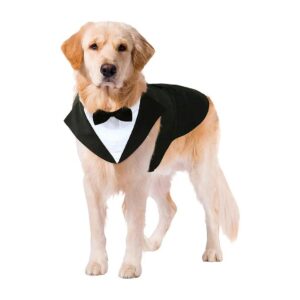 Dog Formal Wear Tuxedo and Bandana Set for Golden Retrievers and Samo Bulldogs