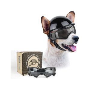 Dog Goggles and Helmet for Small to Medium Dogs with Polycarbonate Lens and Soft Frame