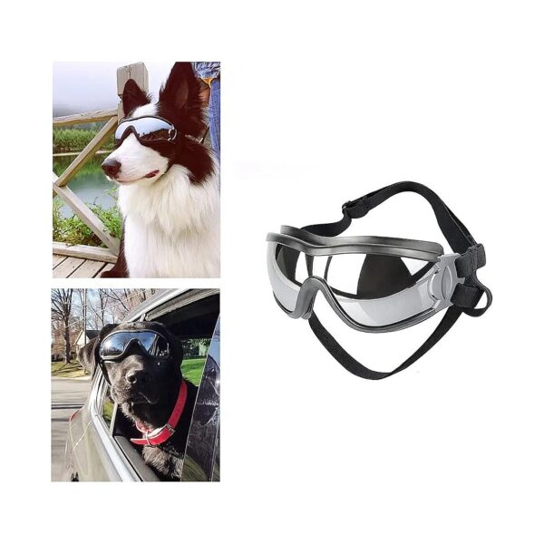 Dog Goggles with UV Wind Dust Snow Fog Protection and Adjustable Strap for Medium Breeds