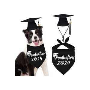 Dog Graduation Bandana and Cap with Black Tassel for 2024 Graduation Party Supplies