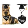 Dog Graduation Cap with Yellow Tassel and Black Bandana for Photography