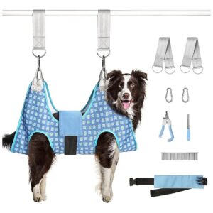 Dog Grooming Hammock with Adjustable Safety Strap and Hanging Slings for Medium Size Dogs