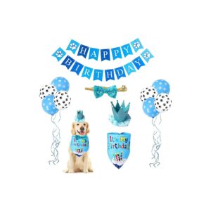 Dog Happy Birthday Bandana and Bow Tie Set with Adjustable Size for Comfortable Wear