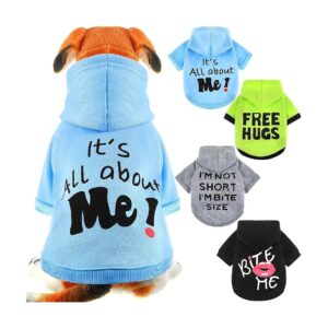 Dog Hoodies with Funny Text and Fleece Material 4 Colors for Small Medium Dogs