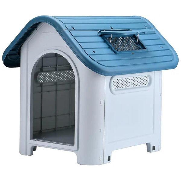 Dog House with Sunroof and White Finish for a Bright Exterior