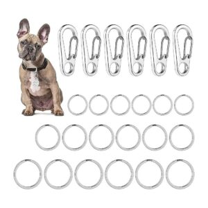 Dog ID Tag Clips with 18 Stainless Steel Rings, Quick Release, and Easy Change