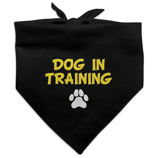 Dog In Training Bandana for Medium to Large Breeds Black Paw Print Design