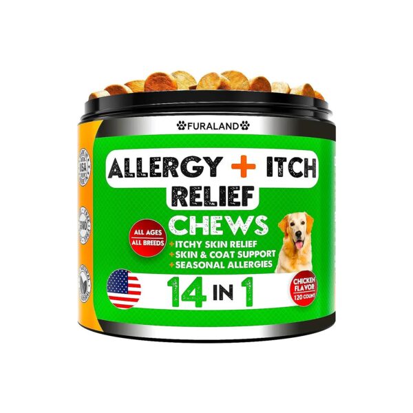 Dog Itch Relief and Allergy Support Chews with Omega-3 Fish Oil and Probiotics