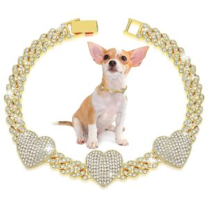 Dog Jewelry Accessories with Metal Link Chain and Heart Charm Collar