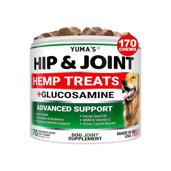 Dog Joint Supplement Hemp Chews with Glucosamine and Chondroitin for Healthy Dogs