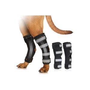 Dog Leg Braces with Reflective Straps and Dual Metal Strips for Complete Support