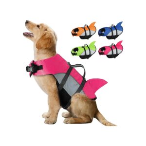 Dog Life Jacket for Swimming and Boating with Shark Fin Style and Reflective Stripes for