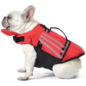 Dog Life Jacket with Reflective Stripes and Chin Float for Enhanced Safety