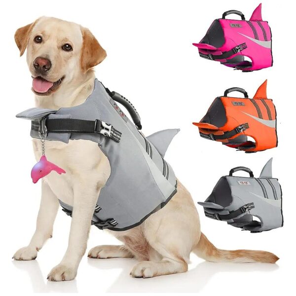 Dog Life Jacket with Reflective Stripes for Swimming and Boating Safety