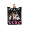 Dog Lover's Gift Idea, Soft Cozy Flannel Blanket with Cute Dogs for Kids, Black Color