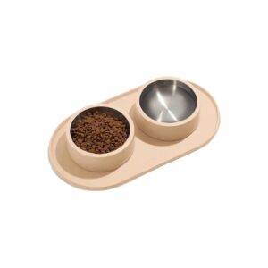 Dog Mealtime Kit with Silicone Placemat and Stainless Steel Bowls for a Happy and Healthy