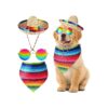 Dog Mexican Costume Including Sombrero Hat and Multicolor Bandana for Party