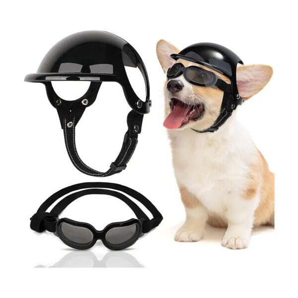 Dog Motorcycle Helmet with Goggles for UV Protection and Comfortable Fit