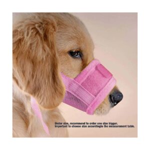 Dog Muzzle for XXL Size with Pink Nylon Mesh and Adjustable Straps to Prevent Biting