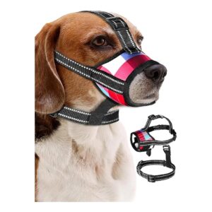 Dog Muzzle with Collar for Large Snouted Medium Breed Dogs Soft and Comforting