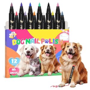 Dog Nail Polish Pens Quick Dry with 12 Vibrant Colors for Easy DIY Nail Art