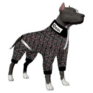 Dog Pajamas with Reflective Stripe and Black Monarch Butterfly Print in Grey XL