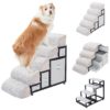 Dog Pet Stairs with 4 Storage Drawers and Adjustable Height for Small Pets