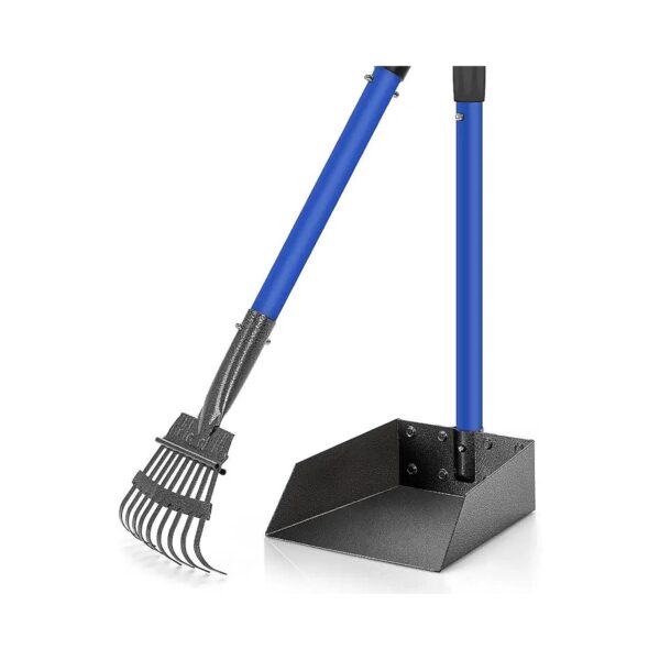 Dog Pooper Scooper with Rust-Free Metal Rake and Tray for Efficient Pet Waste Pickup