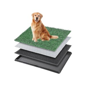 Dog Potty Grass Pad with 4-Layers, Drainage Holes, and Tray