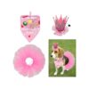 Dog Princess Costume Set with Triangular Scarf and Crown Hat for Birthday Celebrations