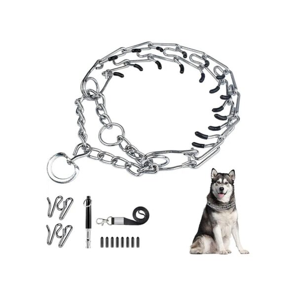 Dog Prong Training Collar with Whistle and Quick Release for Medium Large Breed Dogs