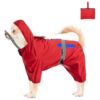 Dog Raincoat with Hood and Leash Hole for Small Breed Dogs with Adjustable Drawstring