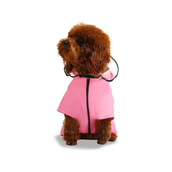 Dog Raincoat with Reflective Hood Pink XS Lightweight Waterproof Soft for Puppies