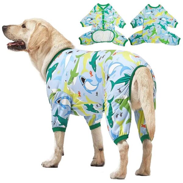 Dog Recovery Shirt for Large Breed Dogs, Soft and Lightweight with Unique Turquoise Print