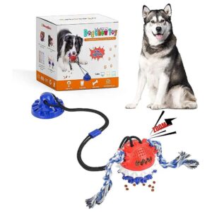 Dog Rope Ball Toy for Teeth Cleaning and Chewing with Squeaky Ball