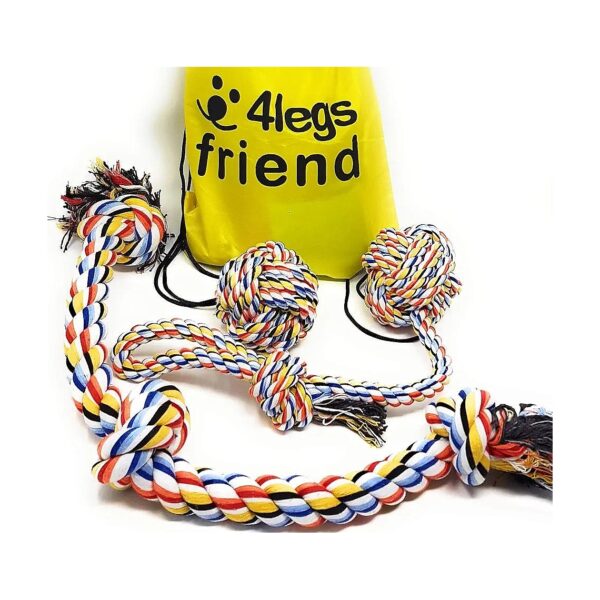 Dog Rope Toys for Aggressive Chewers 3-Pack Washable Cotton Tug of War for Large Breeds