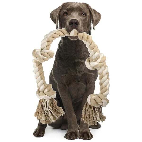 Dog Rope Toys for Teeth Cleaning and Tug of War, Natural Cotton Heavy Duty Dog Rope