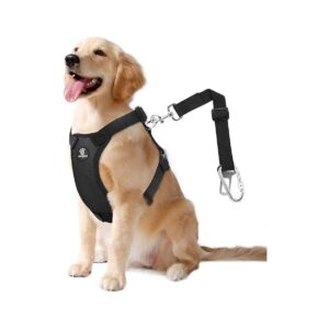 Dog Safety Car Seat Harness with Adjustable Strap and Carabiner for Most Cars Black XL