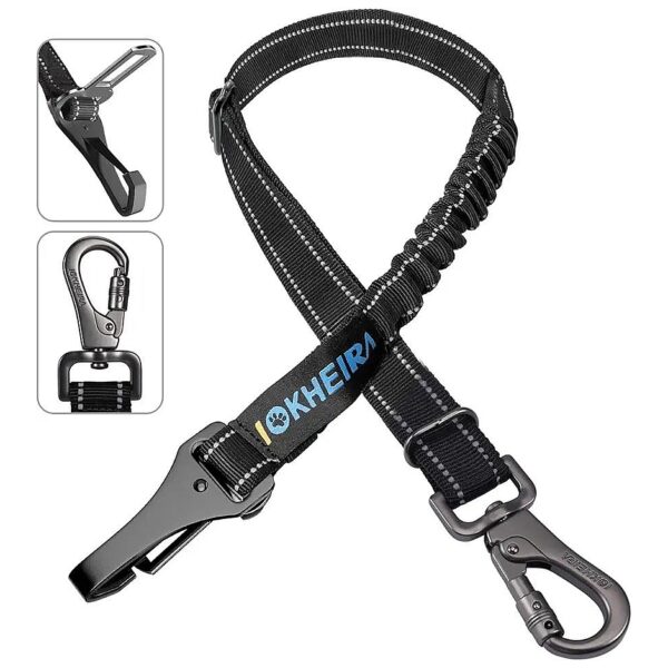 Dog Safety Seatbelt with Adjustable Length and Swivel Zinc Alloy Carabiner