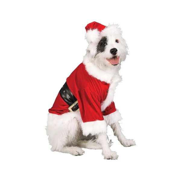 Dog Santa Claus Costume Multicolor Extra Large Jolly Red and White Hat Jacket Belt