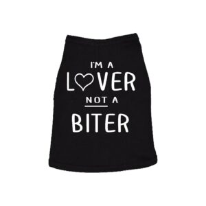 Dog Shirt with Humorous Text Im A Lover Not A Biter Black XXL for Small Breed Canines