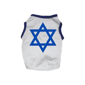 Dog Shirt with Star of David Pattern for Medium Dogs with 2 Inch Neck Size