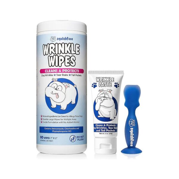 Dog Skin Care Kit with Wrinkle Paste, Wipes, and Applicator for All Breeds