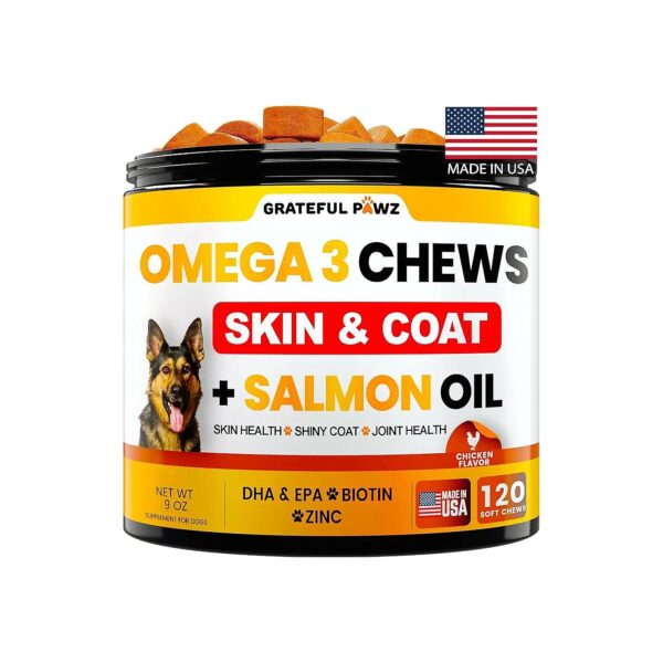 Dog Skin Coat Health Omega 3 Fish Oil Supplements for Allergy Relief Shedding Relief