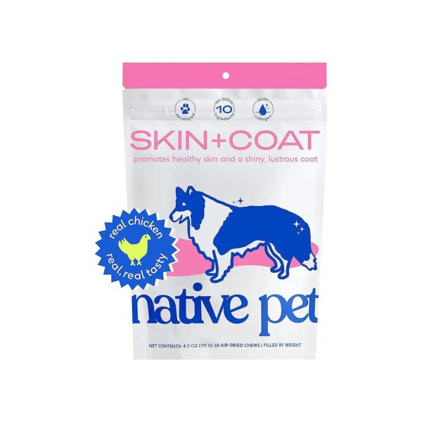 Dog Skin and Coat Chews with Real Chicken, Omega 3,