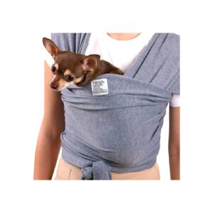 Dog Sling Carrier for Small Dogs, Machine Washable Gray Material, Pet Sling